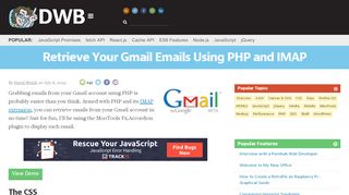 
                            9. Retrieve Your Gmail Emails Using PHP and IMAP - David Walsh Blog