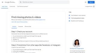 
                            6. Retrouver des photos et des vidéos manquantes - Google Support