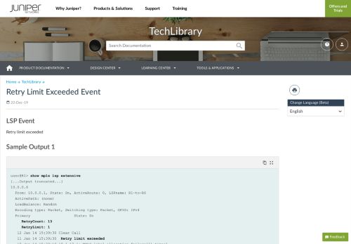 
                            1. Retry Limit Exceeded Event - TechLibrary - Juniper Networks
