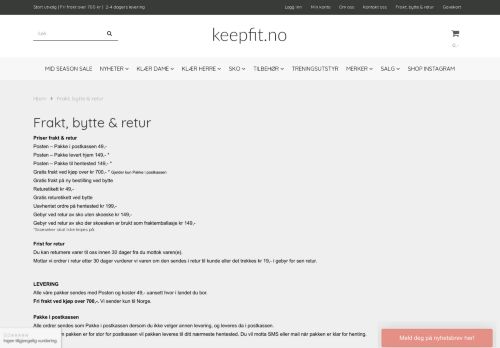 
                            9. Retur og bytte - KeepFit