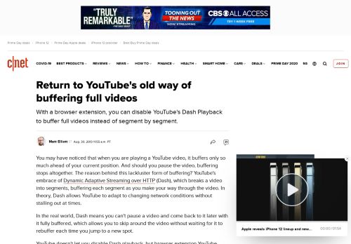 
                            3. Return to YouTube's old way of buffering full videos - CNET