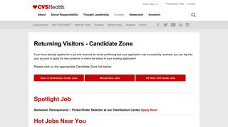 
                            8. Return Visitor Login - CVS Health Jobs