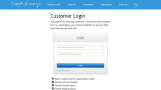 
                            11. Returning Customer Account Login - Care Pathways