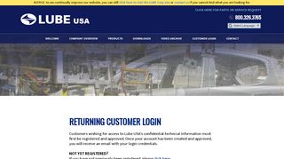 
                            4. returning customer login - Lube USA