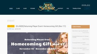 
                            13. Returning Player Event: Homecoming Gift - Tree of Savior