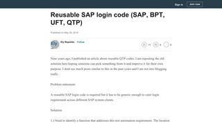 
                            12. Reusable SAP login code (SAP, BPT, UFT, QTP) - LinkedIn