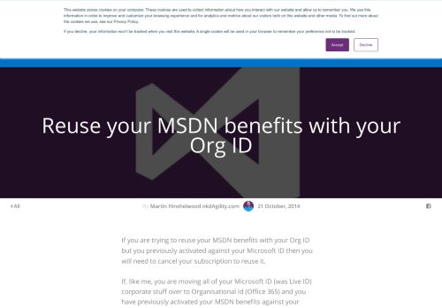 
                            7. Reuse your MSDN benefits with your Org ID | Martin Hinshelwood ...