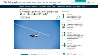 
                            5. Revealed: The world's best airlines for 2018 – where does BA rank?