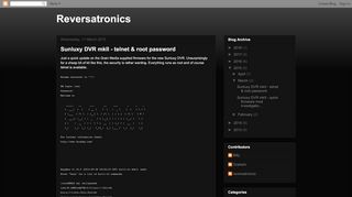 
                            6. Reversatronics: Sunluxy DVR mkII - telnet & root password