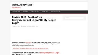 
                            4. Review 2018 : South Africa Bemykeeper.net Login (