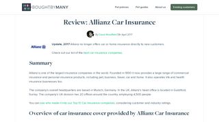 
                            9. Review: Allianz Car Insurance - Bought By Many