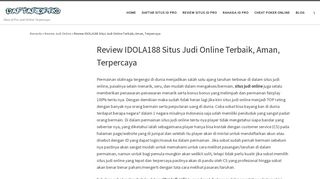 
                            9. Review IDOLA188 Situs Judi Online Terbaik, Aman, Terpercaya