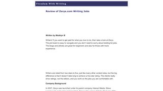 
                            5. Review of Zerys.com Writing Jobs - Freedom With Writing