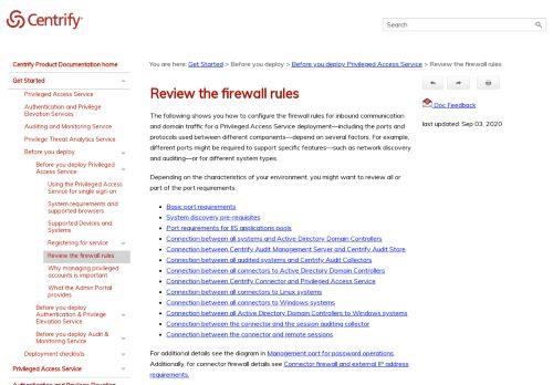 
                            12. Review the firewall rules - Centrify Product Documentation