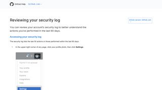 
                            4. Reviewing your security log - User Documentation - GitHub Help