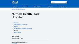 
                            10. Reviews and ratings - Nuffield Health, York Hospital - NHS