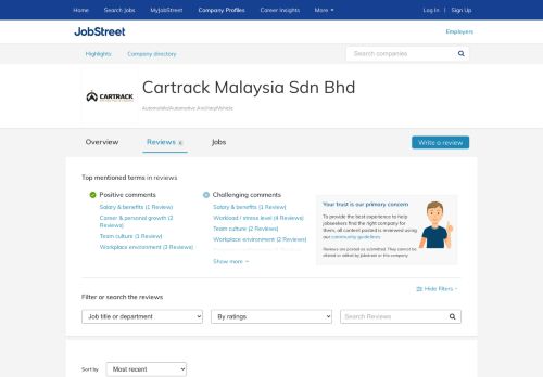 
                            10. Reviews Cartrack Malaysia Sdn Bhd employee ratings and ...