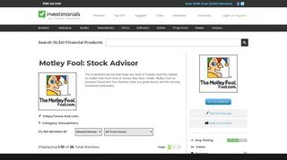 
                            8. Reviews of Motley Fool: Stock Advisor at Investimonials
