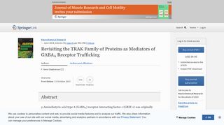 
                            8. Revisiting the TRAK Family of Proteins as Mediators of GABAA ...