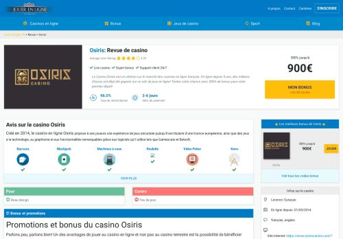 
                            7. Revue du casino en ligne Osiris | Avis, infos & jeux | Bonus 300%