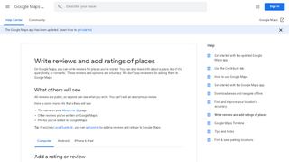
                            2. Rezensionen und Bewertungen von Orten schreiben - Google Support