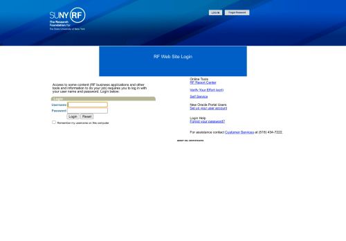 
                            1. RF Website Login - SUNY RF