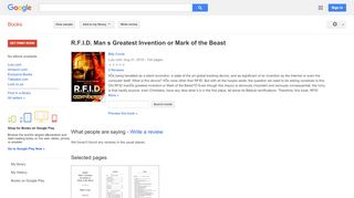 
                            11. R.F.I.D. Man_s Greatest Invention or Mark of the Beast - Google Books Result