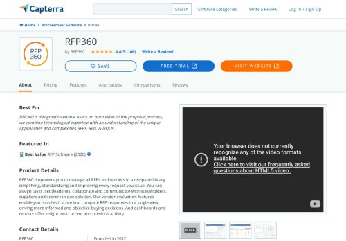 
                            13. RFP360 Reviews and Pricing - 2019 - Capterra