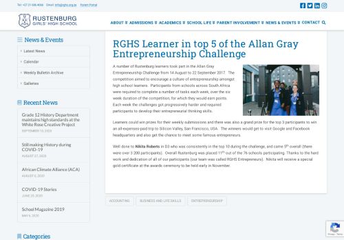 
                            4. RGHS Learner in top 5 of the Allan Gray Entrepreneurship Challenge