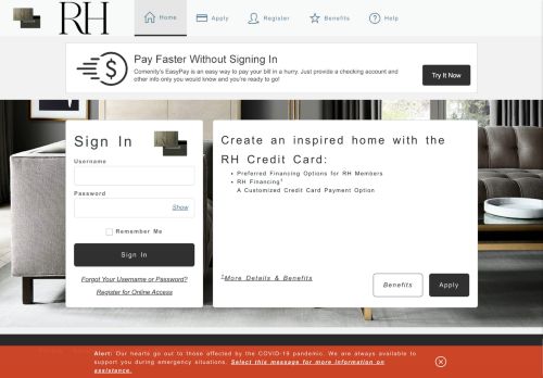 
                            3. RH Credit Card - Manage your account - Comenity