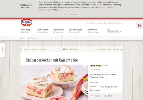 
                            10. Rhabarberkuchen mit Baiserhaube Rezept | Dr. Oetker