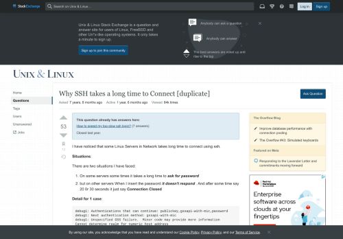 
                            6. rhel - Why SSH takes a long time to Connect - Unix & Linux Stack ...