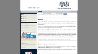 
                            9. RHI US LTD. :: Customer Logon - Interstop