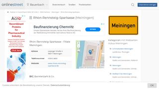 
                            10. Rhön-Rennsteig-Sparkasse in Meiningen: BIC für Bankleitzahl ...