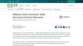 
                            6. Ribbon Joins Amazon Web Services Partner Network - PR Newswire