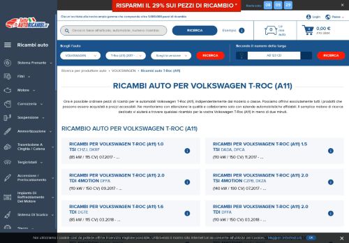 
                            10. Ricambi auto per Volkswagen T-ROC (A11) economici on-line