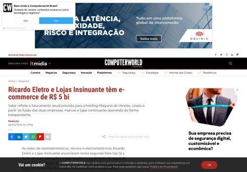 
                            7. Ricardo Eletro e Lojas Insinuante têm e-commerce de R$ 5 bi ...