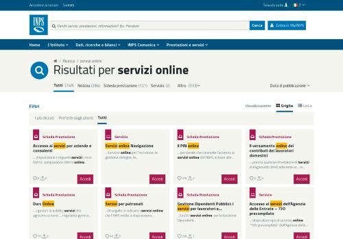 
                            5. Ricerca per servizi online. - Inps