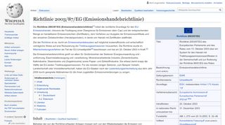 
                            12. Richtlinie 2003/87/EG (Emissionshandelsrichtlinie) – Wikipedia
