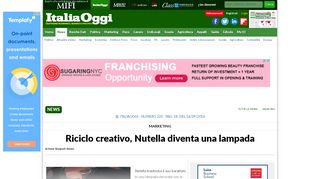 
                            12. Riciclo creativo, Nutella diventa una lampada - ItaliaOggi.it