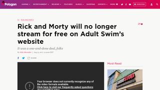 
                            9. Rick and Morty will no longer stream for free on Adult Swim's website ...