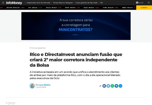 
                            2. Rico e DirectaInvest anunciam fusão que criará 2ª maior corretora ...
