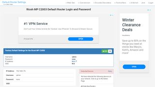 
                            1. Ricoh MP C2003 Default Router Login and Password - Clean CSS