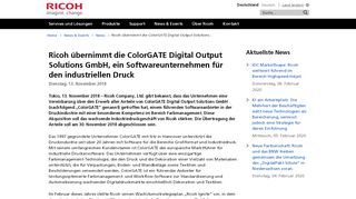 
                            8. Ricoh übernimmt die ColorGATE Digital Output Solutions GmbH, ein ...