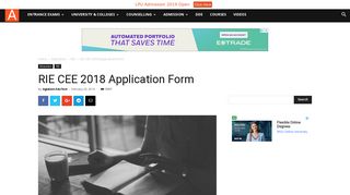 
                            4. RIE CEE 2018 Application Form | AglaSem Admission