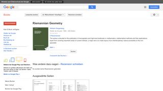
                            7. Riemannian Geometry - Google Books-Ergebnisseite