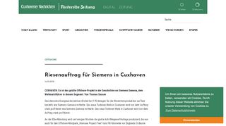 
                            8. Riesenauftrag für Siemens in Cuxhaven | CNV Medien