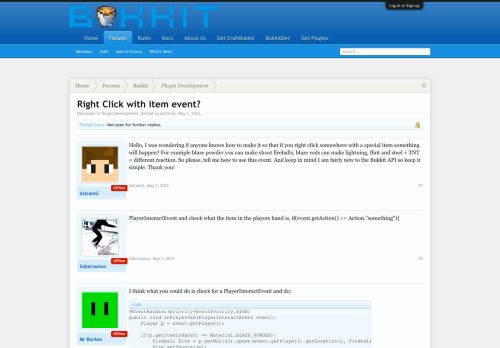 
                            12. Right Click with item event? | Bukkit Forums