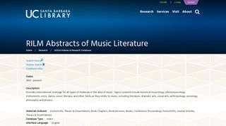 
                            8. RILM Abstracts of Music Literature | UCSB Library