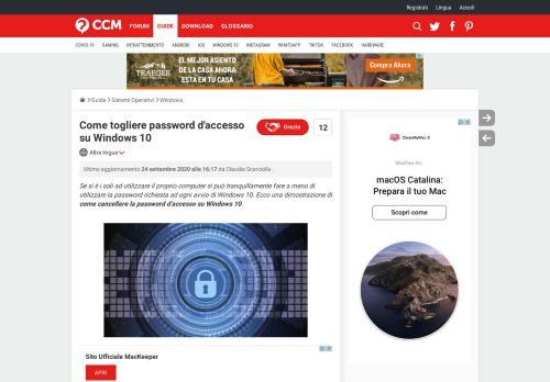 
                            4. Rimuovere password accesso Windows - CCM